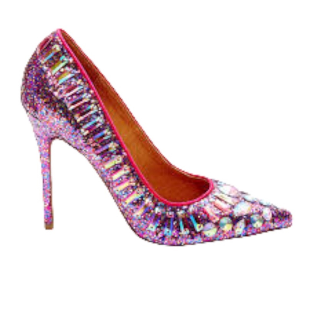 Steve Madden Galaxxie Glitter Sequin Dress Pump Pink Purple Women's 10